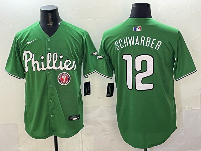 Men 2026 Philadelphia Phillies #12 Schwarber Green Game Nike MLB Jersey style 0021->philadelphia phillies->MLB Jersey